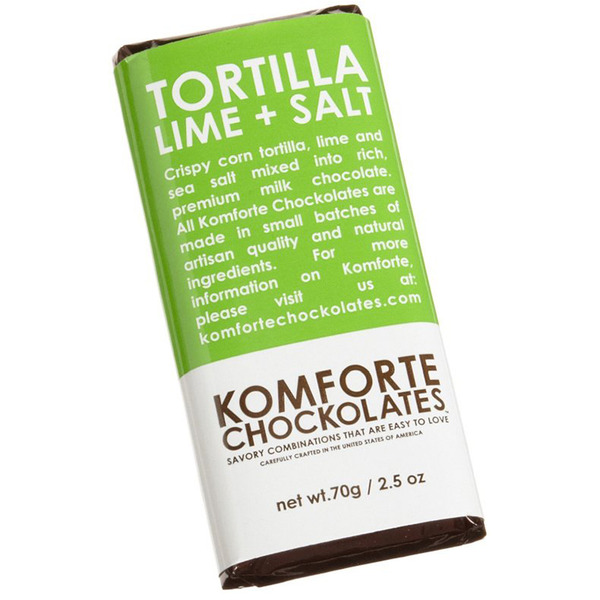 Komforte Chockolates Tortilla Lime and Salt Milk Chocolate Bar