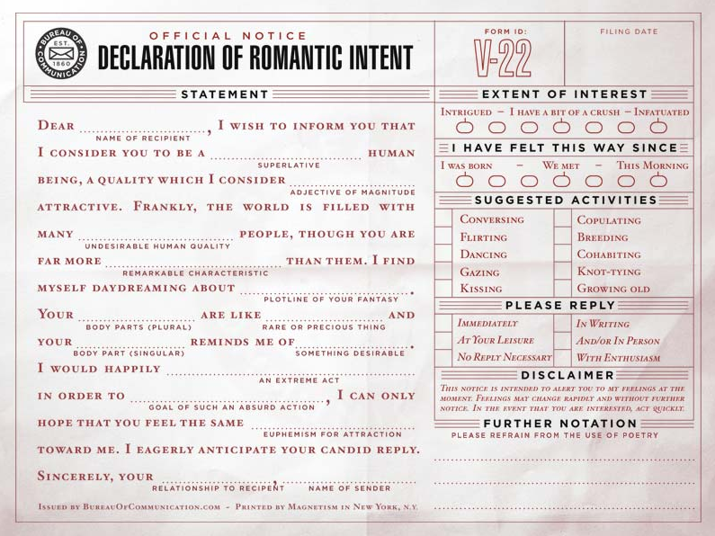 The Bureau of Communication - Declaration of Romantic Intent