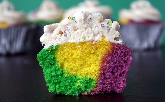 Mardi Gras Cupcakes with Cinnamon Frosting by Erica Sweet Tooth