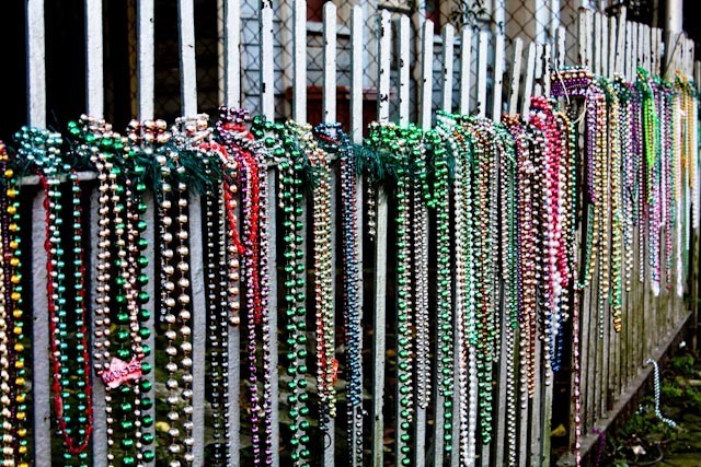 Mardi Gras Beads Canvas Mounted Photograph