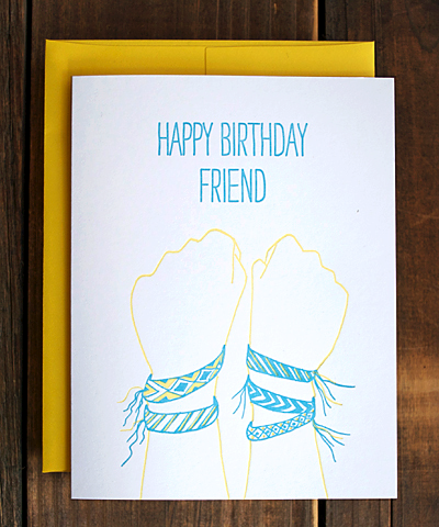 Greenwich Letterpress friendship bracelet birthday card