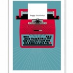 Rock Scissors Paper typewriter birthday card
