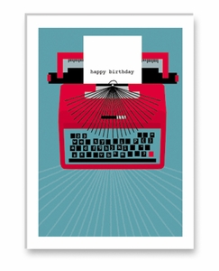 Rock Scissors Paper typewriter birthday card