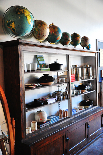 ReForm School shelves with globes