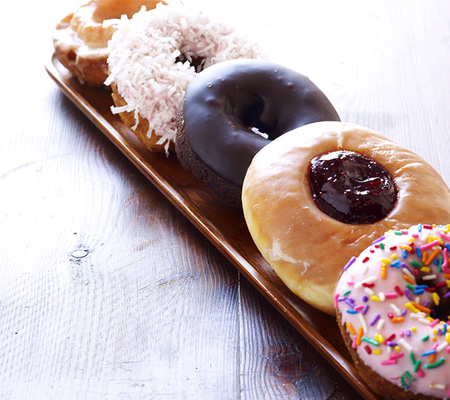 Top Pot Hand-Forged Doughnuts on tray