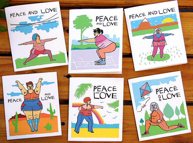 Set of 6 Peace and Love Body Positive cards by Merci-Bleh-Bleh