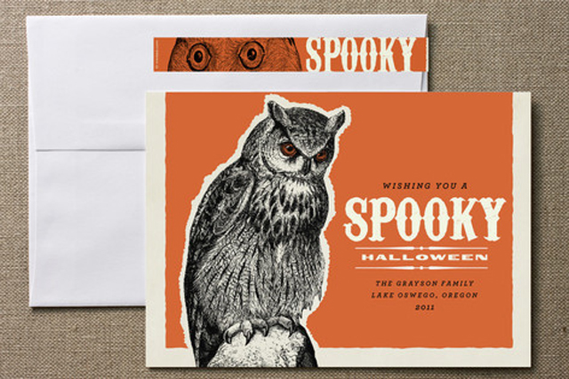 owl Halloween personalized card