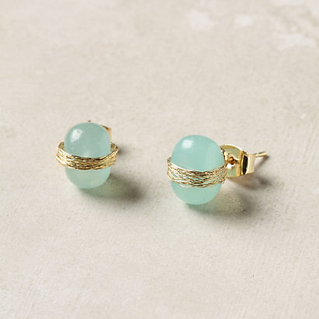 aqua gold post earrings