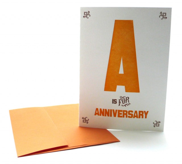 A is for Anniversary – Alphabet Greeting Card by Heartfish Press