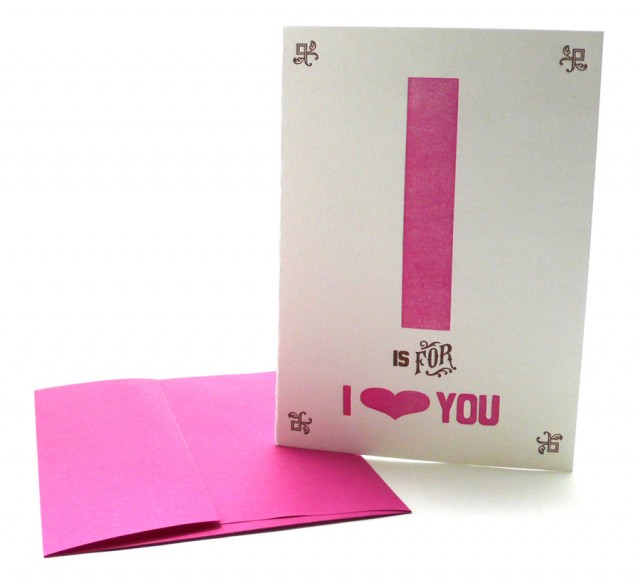 I is for I Love You – Alphabet Greeting Card by Heartfish Press