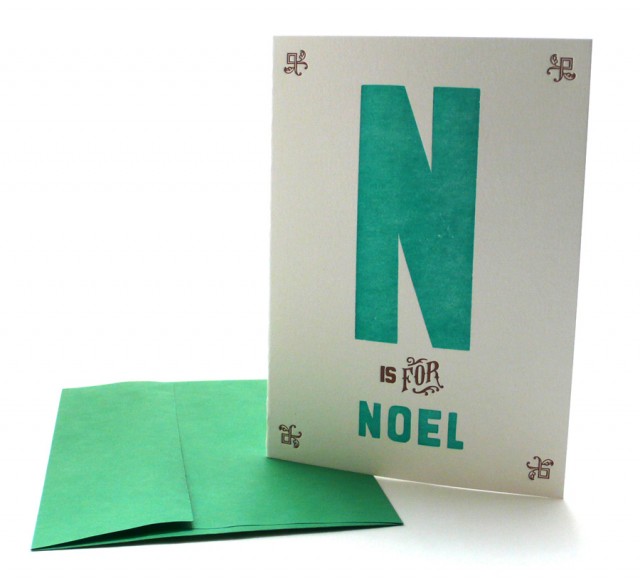 N is for Noel – Alphabet Greeting Card by Heartfish Press