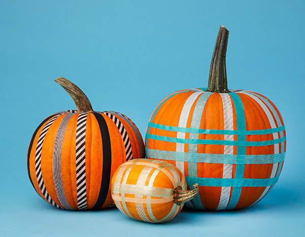 No-Carve Pumpkin Decorating made with Washi Tape