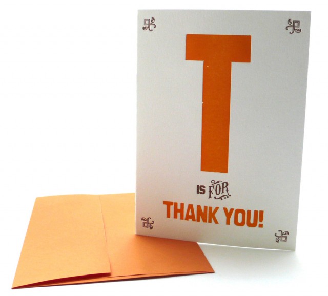 T is for Thank You – Alphabet Greeting Card by Heartfish Press