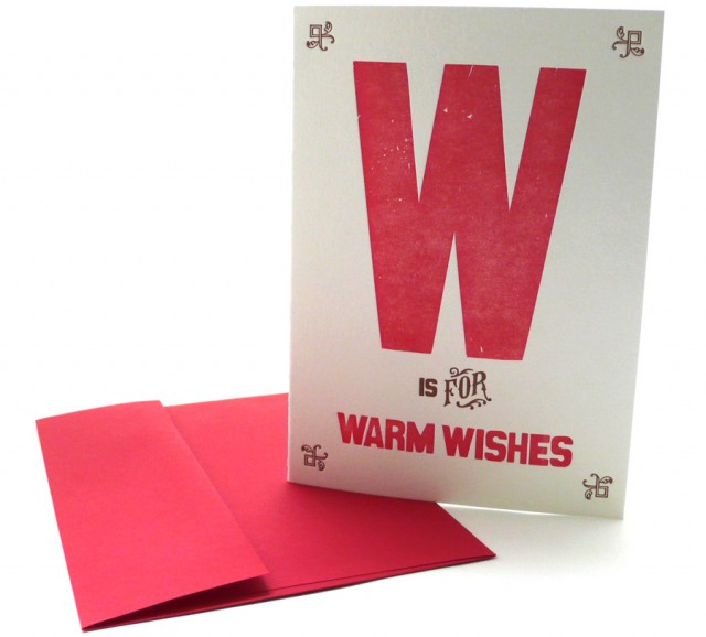 W is for Warm Wishes – Alphabet Greeting Card by Heartfish Press