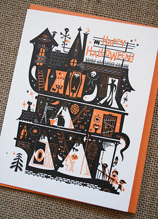 haunted house Halloween card