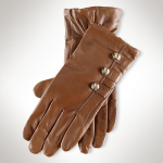 Ralph Lauren Leather Military Button Gloves