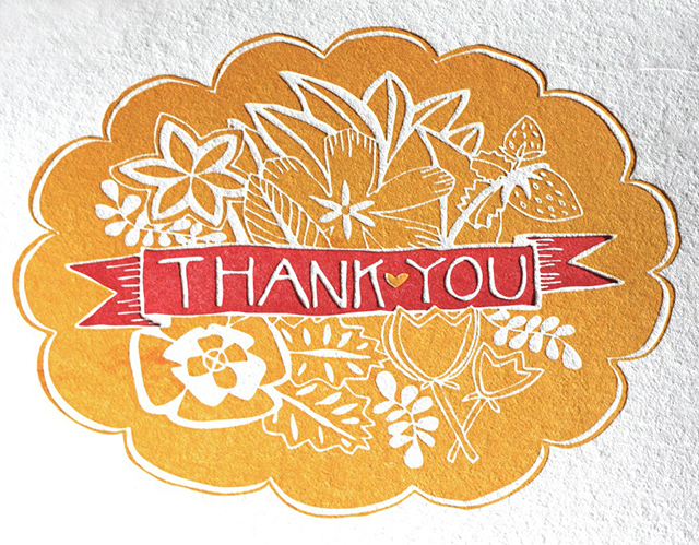 Letterpress Thank You Cards by 1canoe2