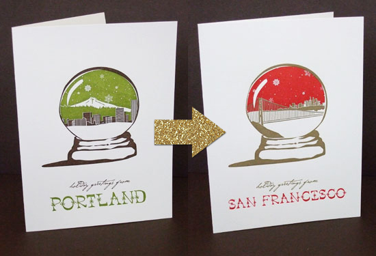 Smudge Ink Cities and States Holiday Cards