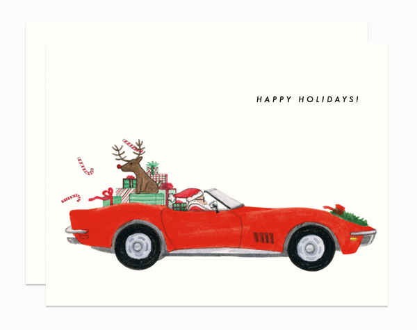 Santa Corvette card by Dear Hancock