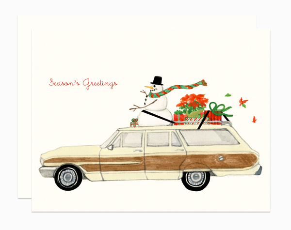 Snowman on a Station Wagon card by Dear Hancock