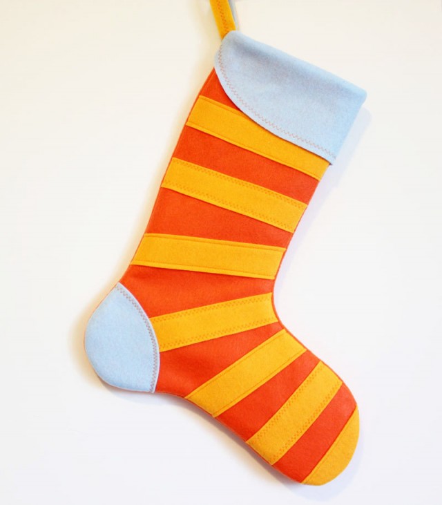 Orange Mod Stripe Stocking by MissMosh