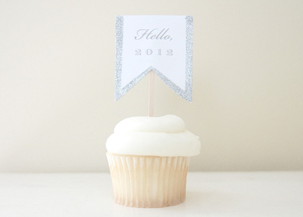 New Year's Glittered Cupcake Topper by Potter and Butler