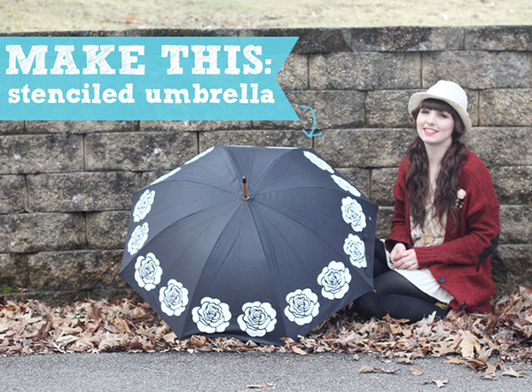 Stenciled Umbrella DIY by Two Happy Hearts