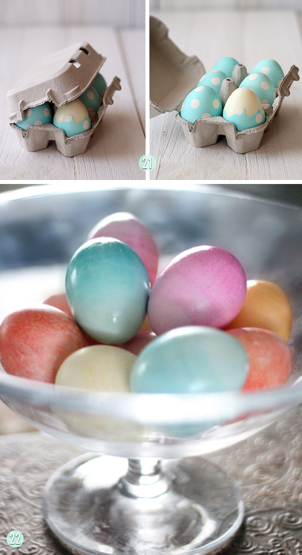 Polka dot eggs and Ombre eggs