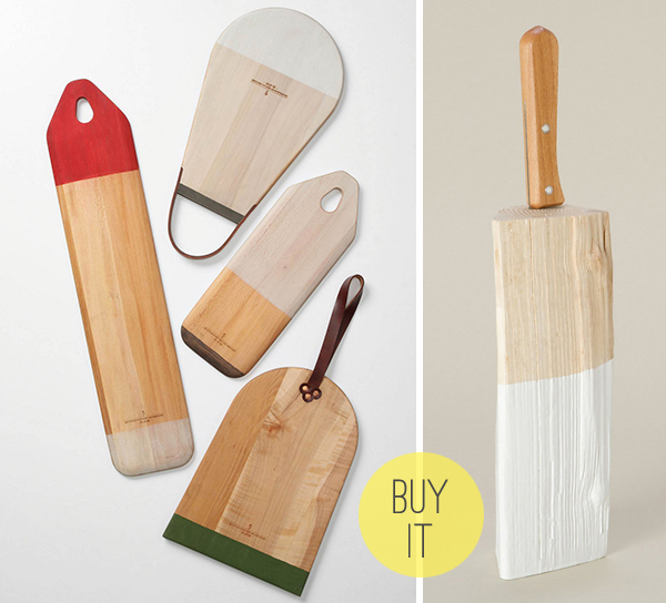 Colorblocked Cutting Boards by Lostine & Dipped Wood Knife Block