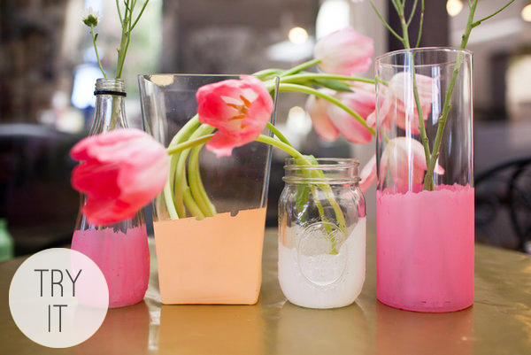 Pretty Painted Centerpieces by Project Wedding