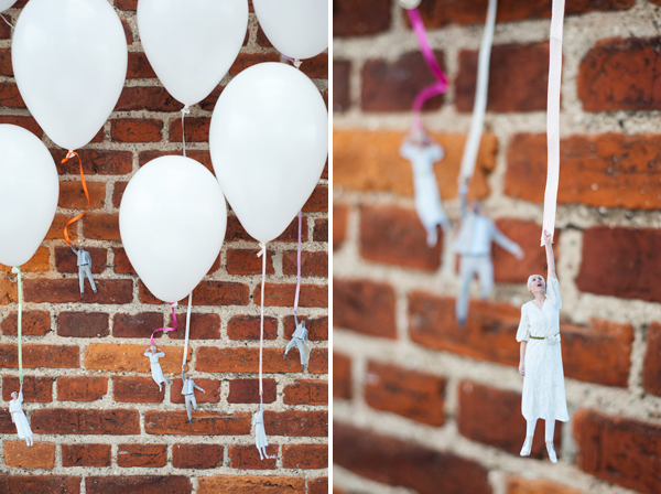 DIY: Flying wedding couple balloons on Brooklyn Bride