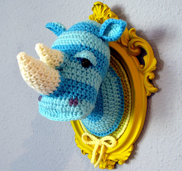 Crocheted Rhino Head by Manafka Mina