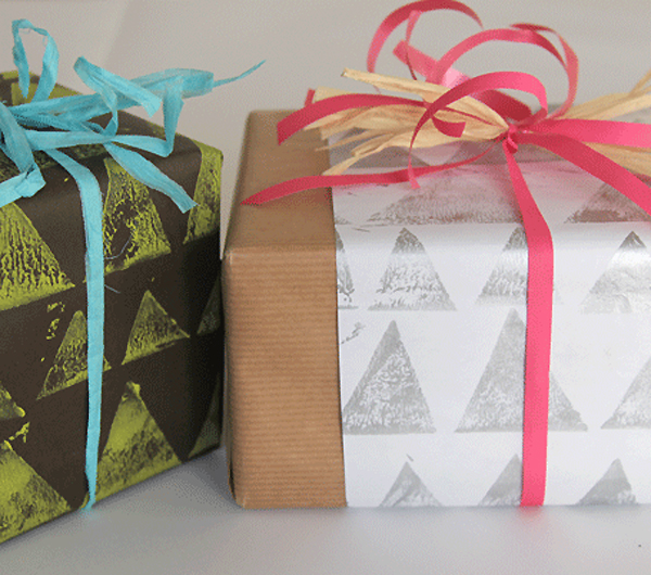DIY Rolling Pin Printed Wrapped Gifts by EcoSalon