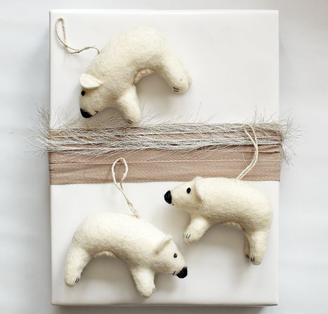 Felt Polar Bear Ornament from West Elm